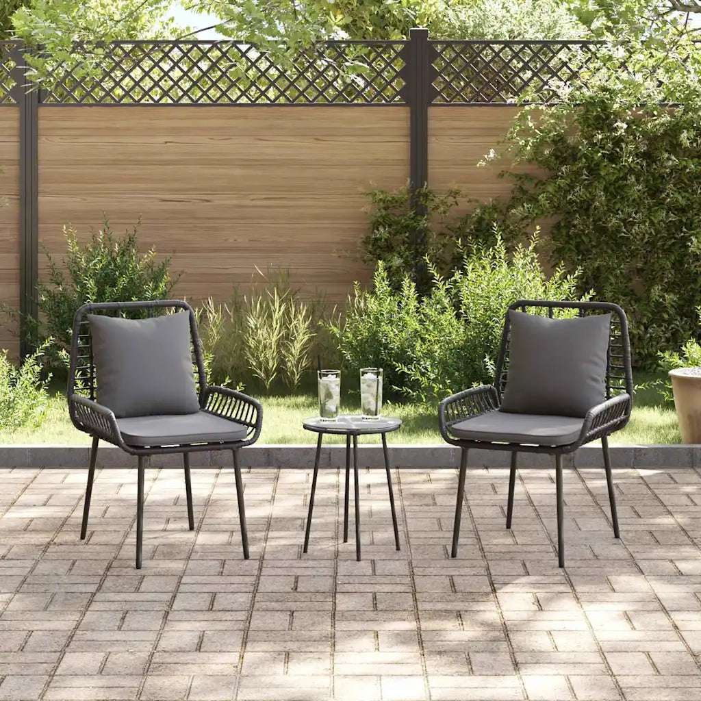 Set da Pranzo per Giardino 3 pcs Nero e antracite polyrattan