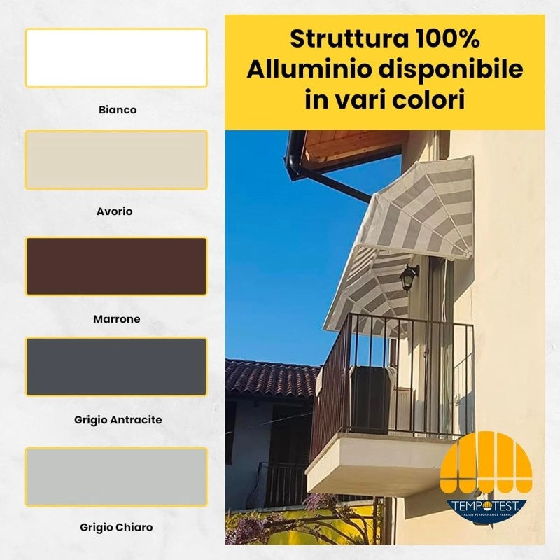 Tenda Sole Cappottina 4 Raggi, Telo PVC Verde, Larghezza 3 x Sporgenza 1,20, UV-Resistente, Impermeabile - Giardino, Balcone