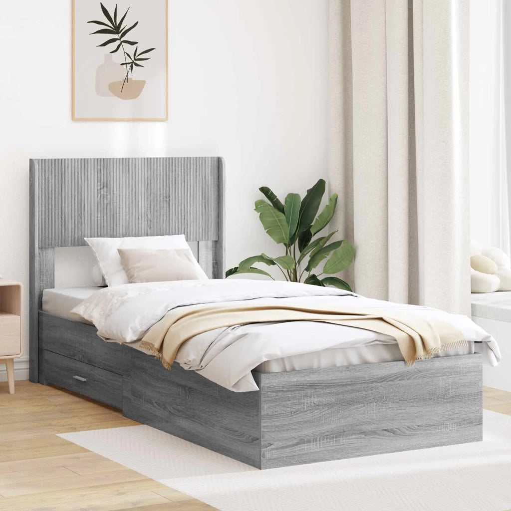 Struttura del letto con stoccaggio e testata Sonoma grigio 3414528