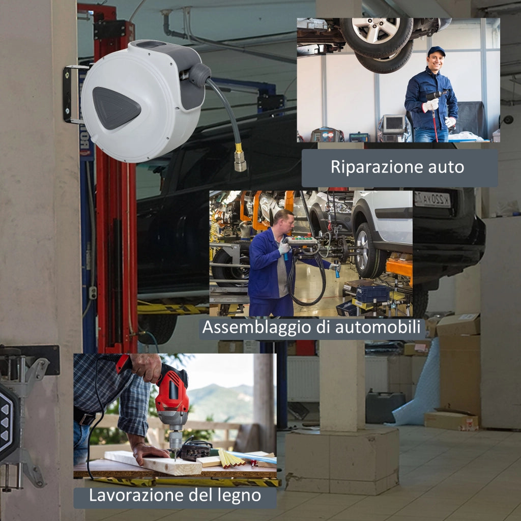 Avvolgitubo Automatico ¨C zephmum ¨C 10m Grigio con Ruote e Montaggio a Parete