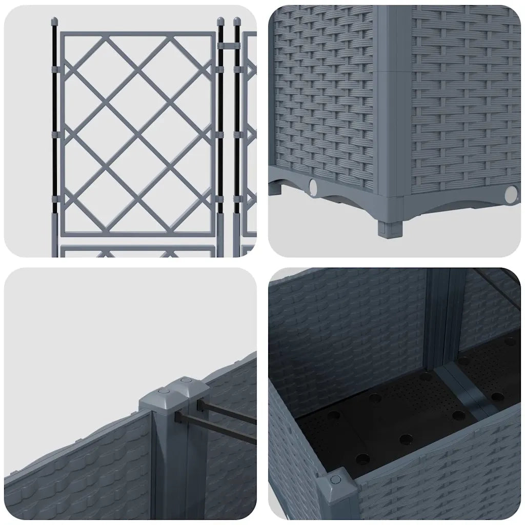 Vaso da giardino 3 pz-Set di 3 Fioriera da Esterno-Contenitore per Piante Grigio Chiaro 80 x 80 x 143 cm Acciaio