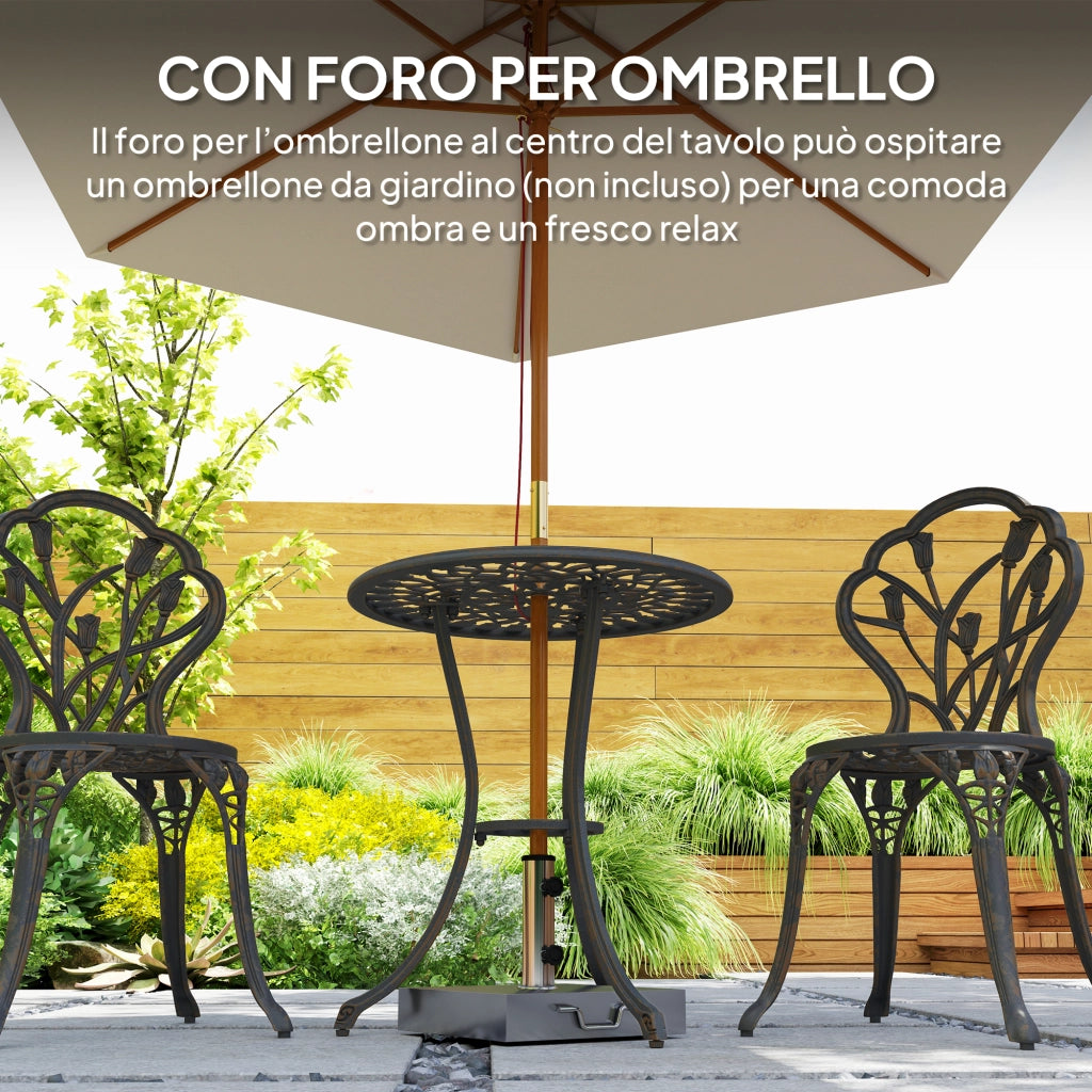 Set da Giardino 3 Pezzi con Sedie e Tavolo Rotondo ¨C Zephmum ¨C Bronzo