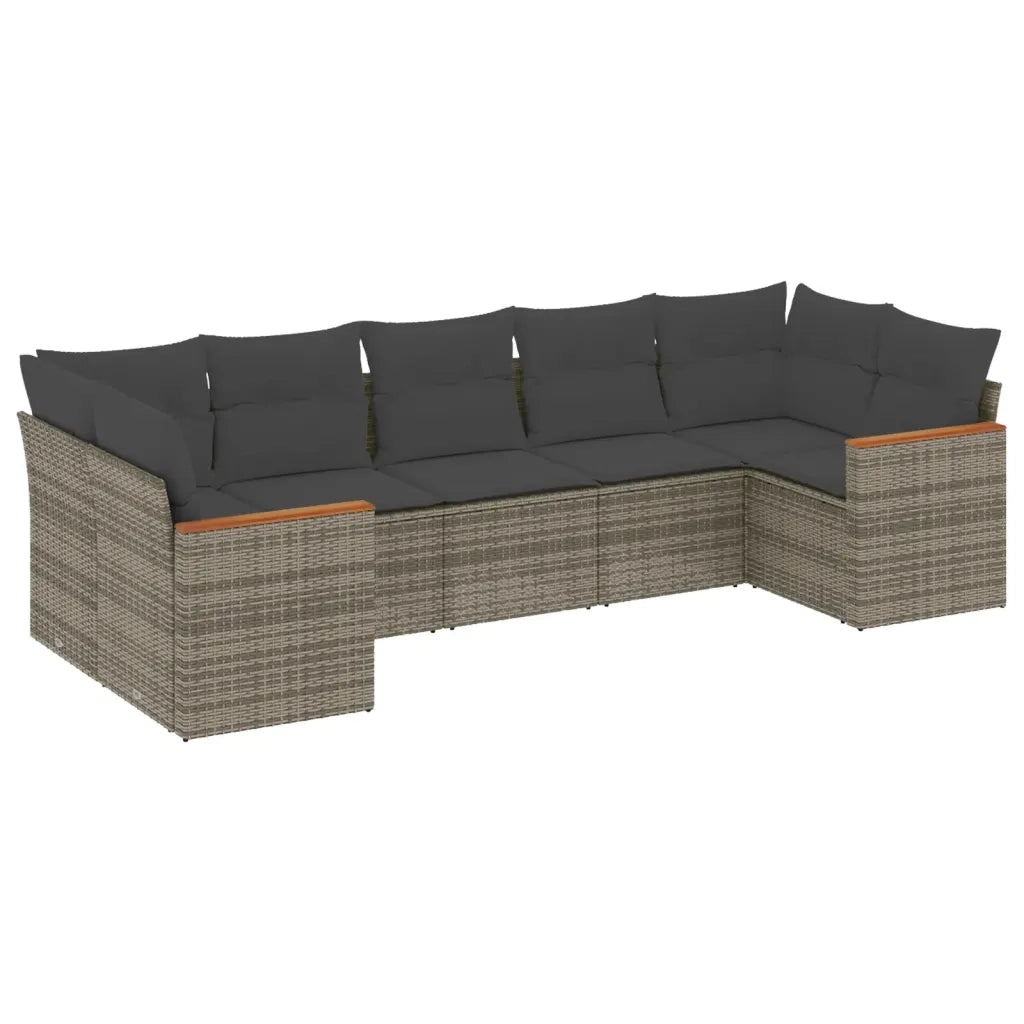 Set Divani da Giardino 7 pz con Cuscini Grigio in Polyrattan 3258672