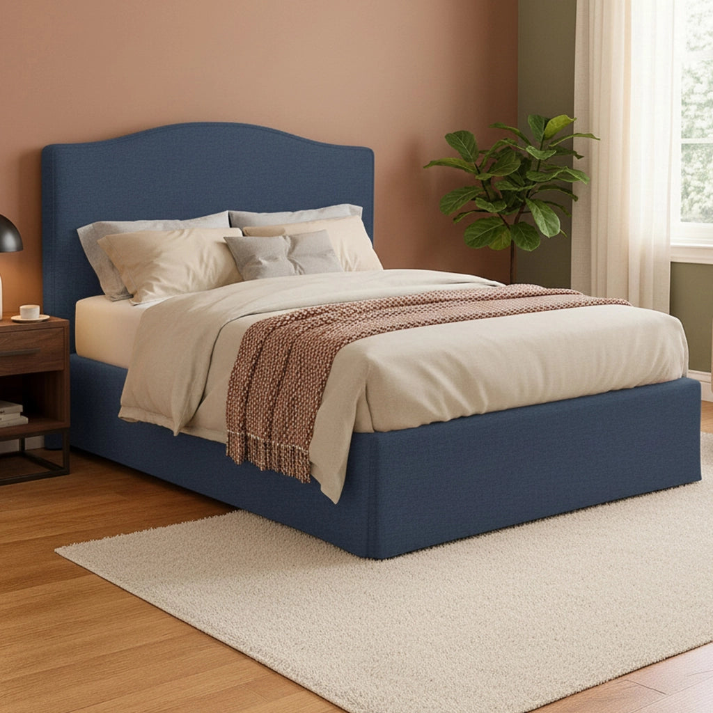 Bebington, Letto Matrimoniale Sfoderabile Made in Italy, blu