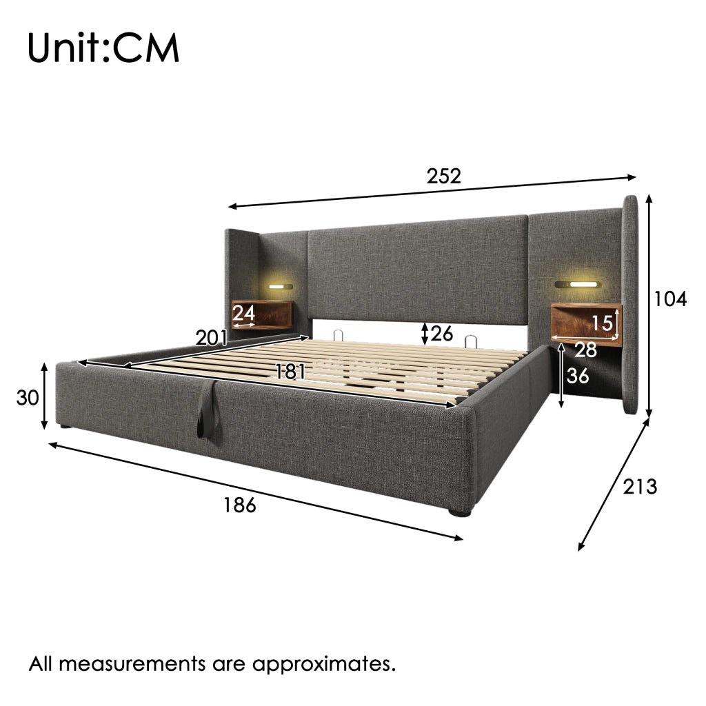 Set camera – 180x200 cm – comodino luce USBC contenitore – lino grigio