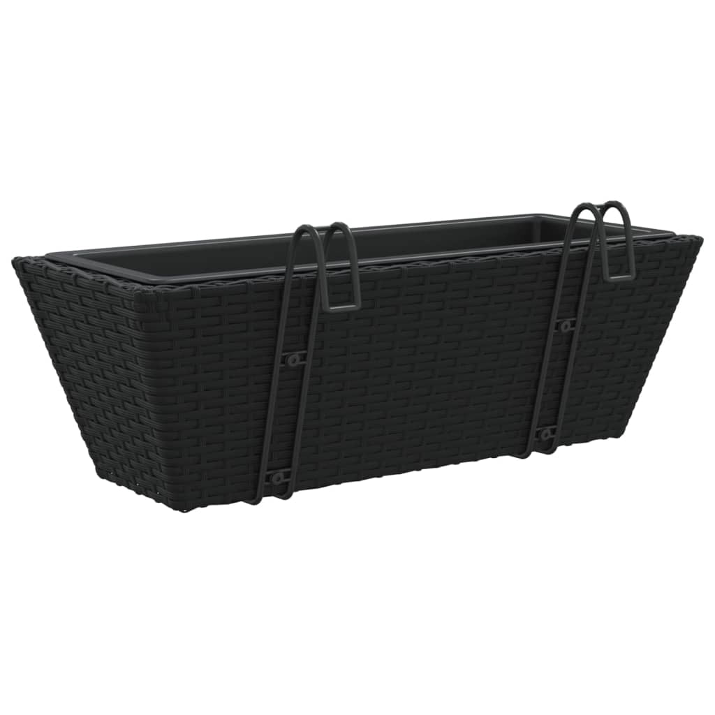 Vassoio per fioriera aiuola rialzata piante fiori giardino terrazze con ganci set di 2 resina intrecciata nera 02_0038867