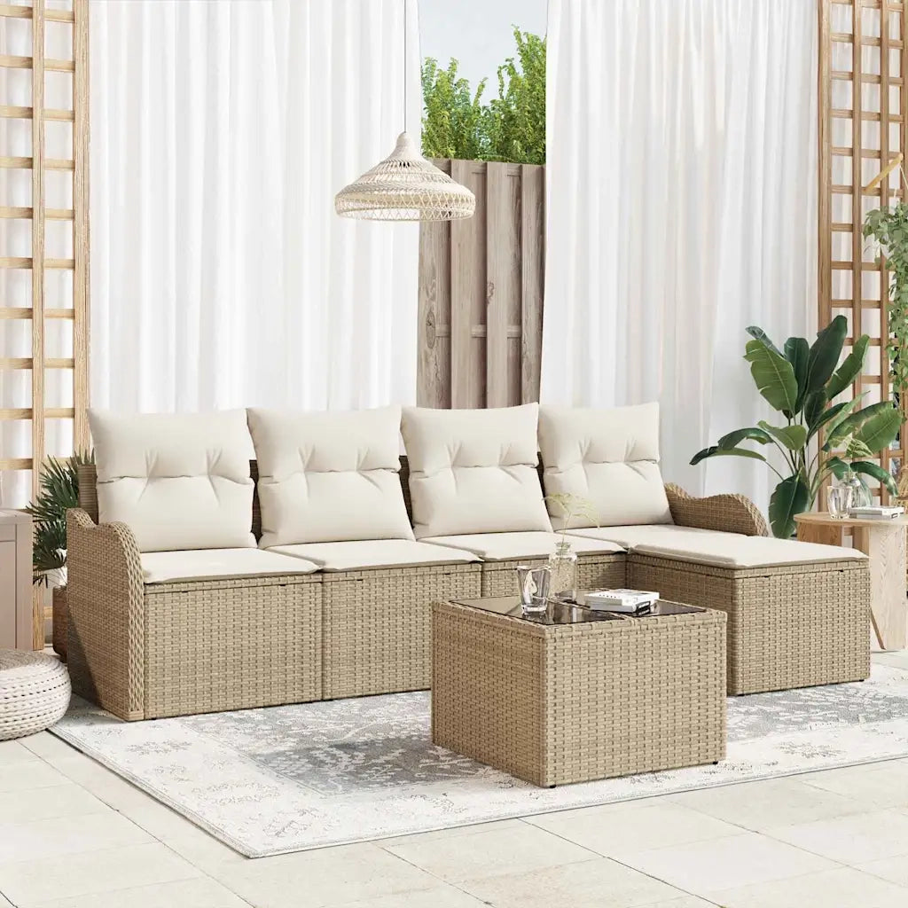 Set Divano da Giardino con cuscino 6 pcs Marrone Poly Rattan 3354340