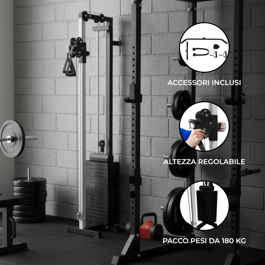 Stazione a Cavi da Parete Regolabile Palestra Domestica Crossover Doppio Sistema