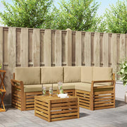 Set di divani da esterno con cuscino 5 pcs Naturale e Beige 3374773