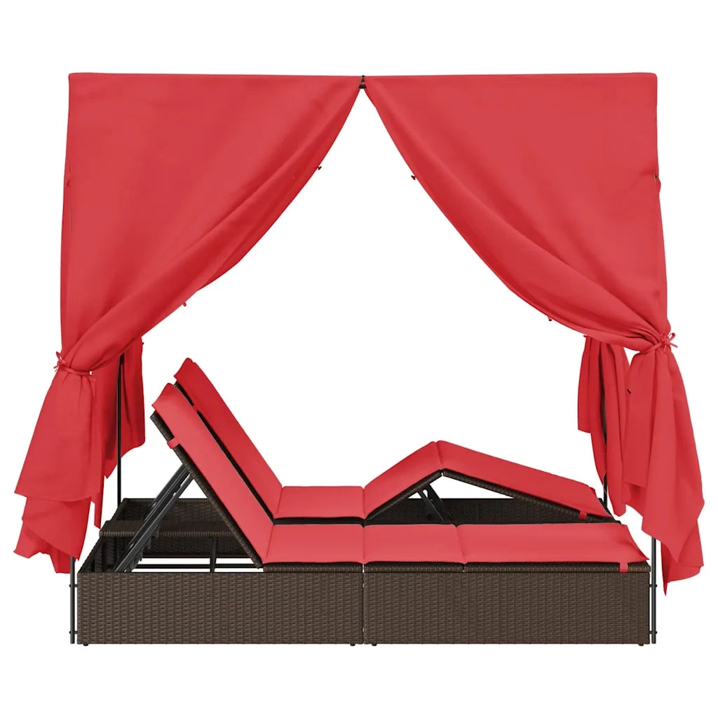 Lettino da sole doppio Rosso 205 x 129 x 200 cm polyrattan 3376133