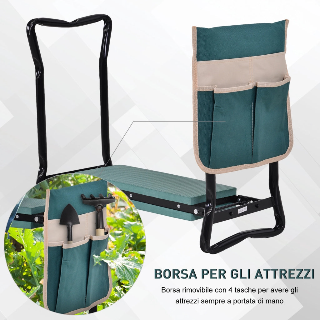 Panca da Giardino Pieghevole 2 in 1 con Cuscini ¨C Minimal ¨C Verde e Nero