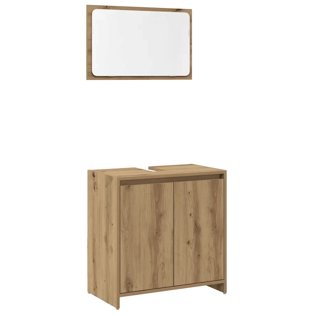 Set Mobili da Bagno 2 pz Rovere Artigianale Legno Multistrato 856068