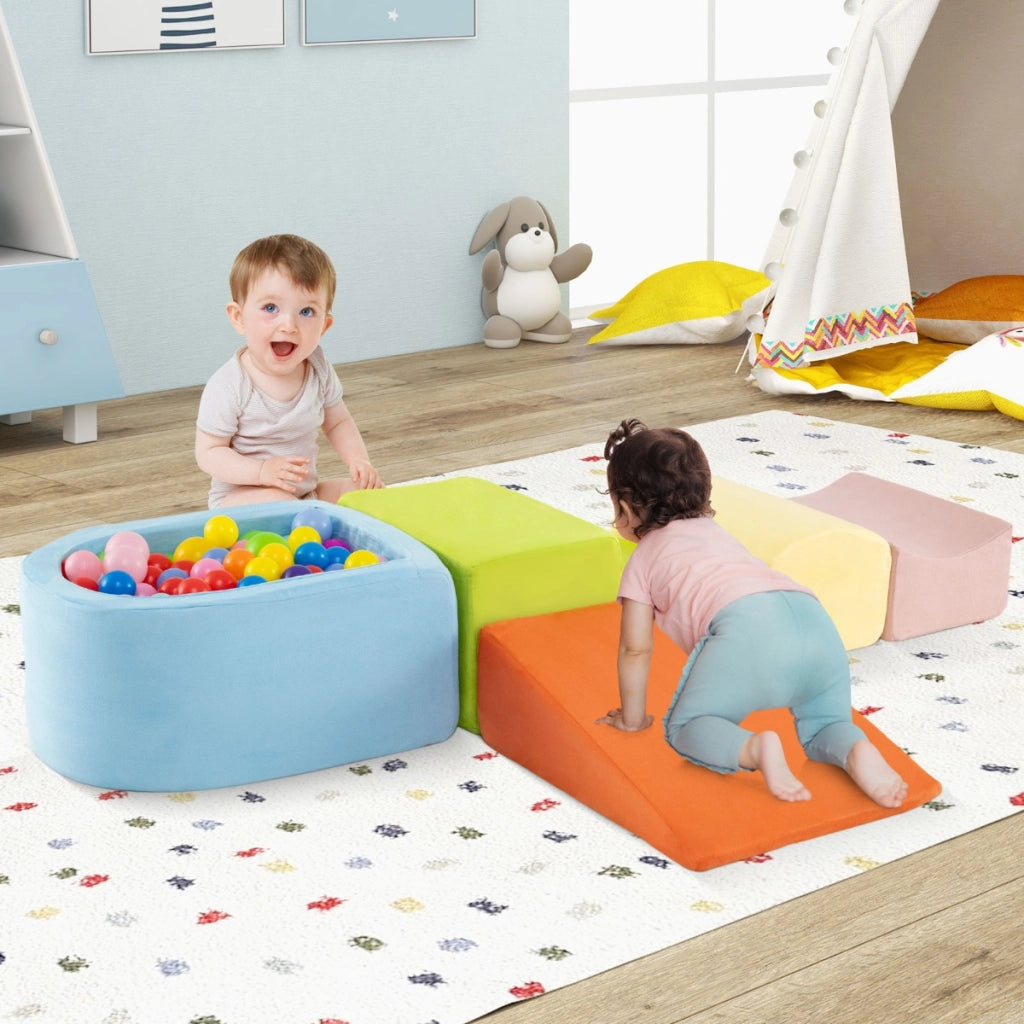 Set di 5 blocchi di schiuma di blocchi giganti con piscina di palline, Grandi blocchi per giocare palline non incluse Colorato