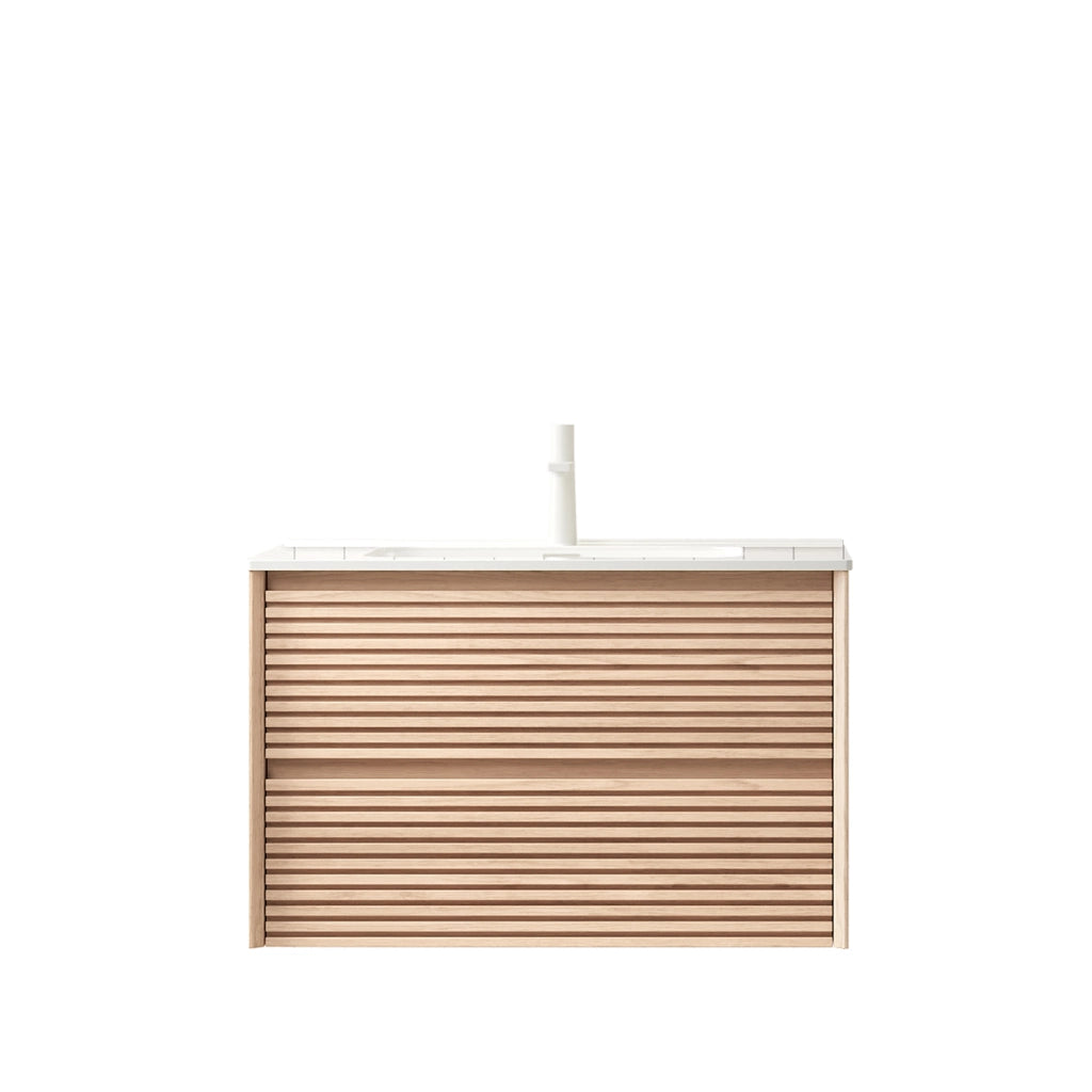 Mobile sottolavabo con 2 cassetti, lavabo in ceramica, per bagno, 81×46.5×51.5 cm