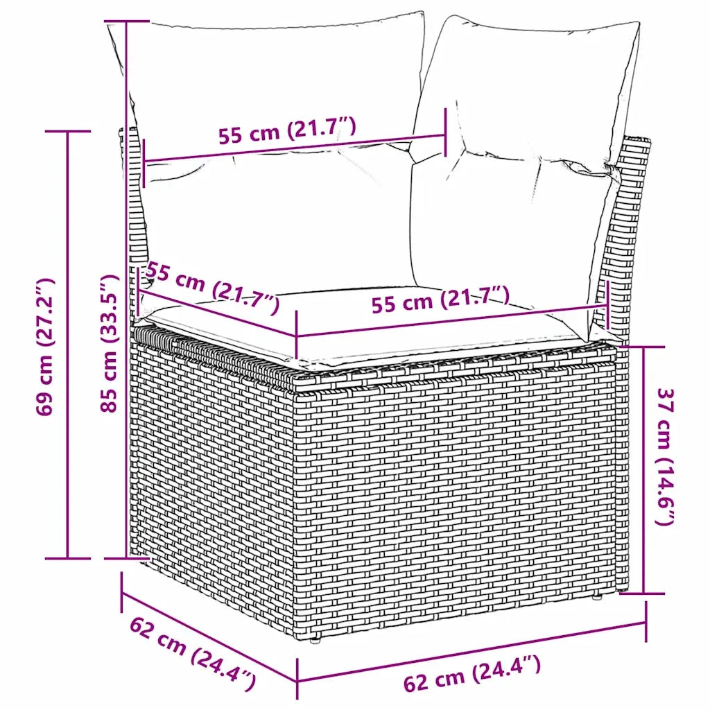 Set Divano da Giardino con cuscino 9 pcs Nero polyrattan 3362670