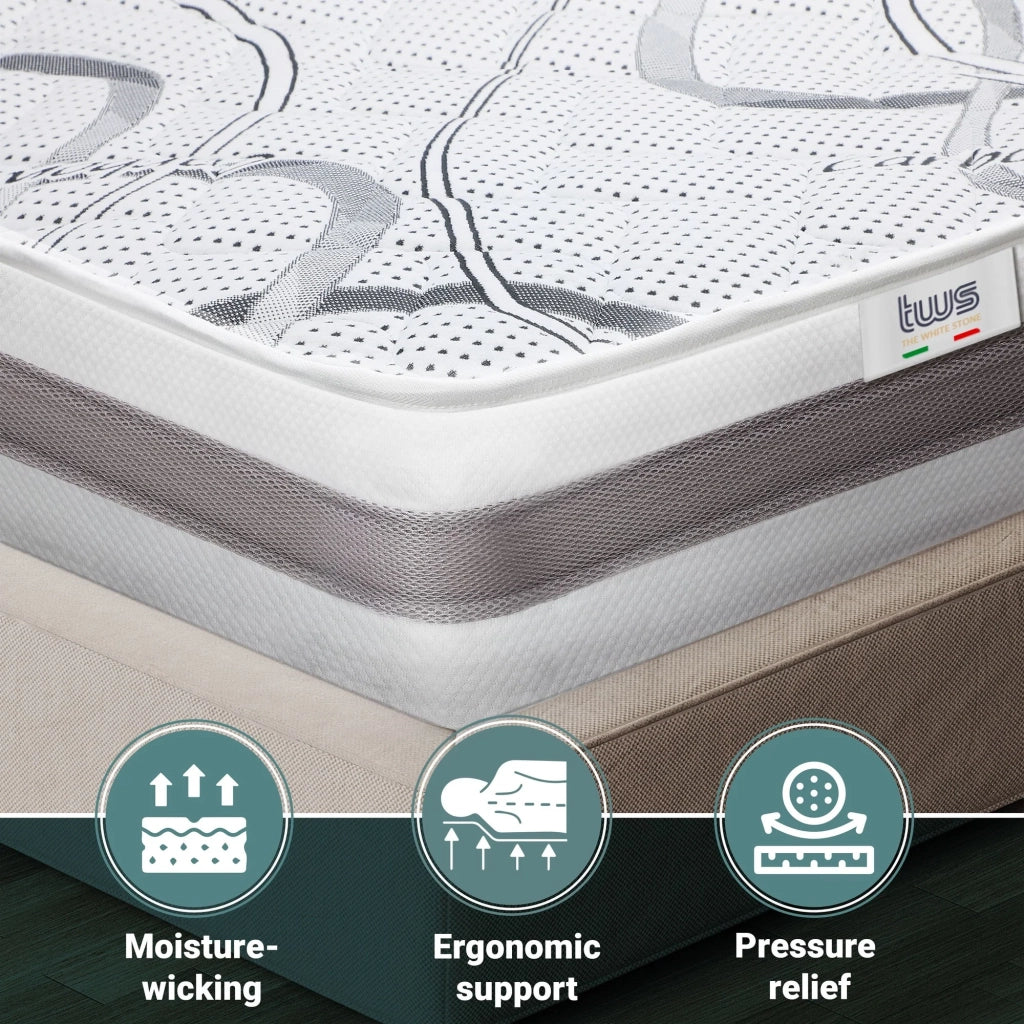 Materasso Singolo 90x160 cm a Media Rigidita' | Altezza 16 cm | Tessuto Anallergico e Traspirante | Proprieta' Ortopediche e Automodellanti | Prodotto in Italia