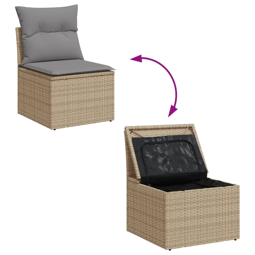 Set Divano da Giardino 8 pz con Cuscini Beige Misto Polyrattan 3256010
