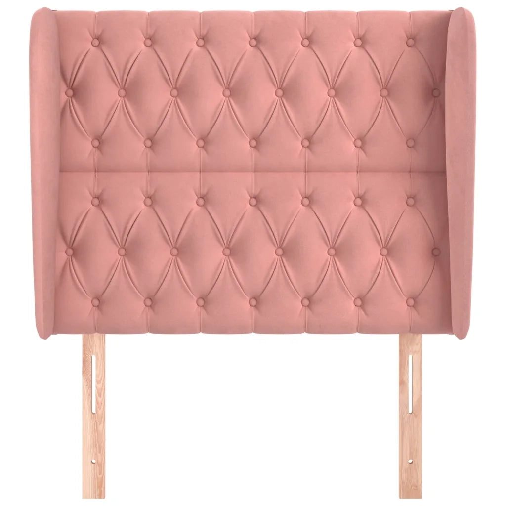 Testiera ad Orecchio-Testata con Orecchie Rosa 93x23x118/128 cm in Velluto 488053