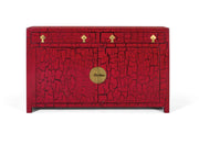 Credenza rossa in stile giapponese fatta a mano