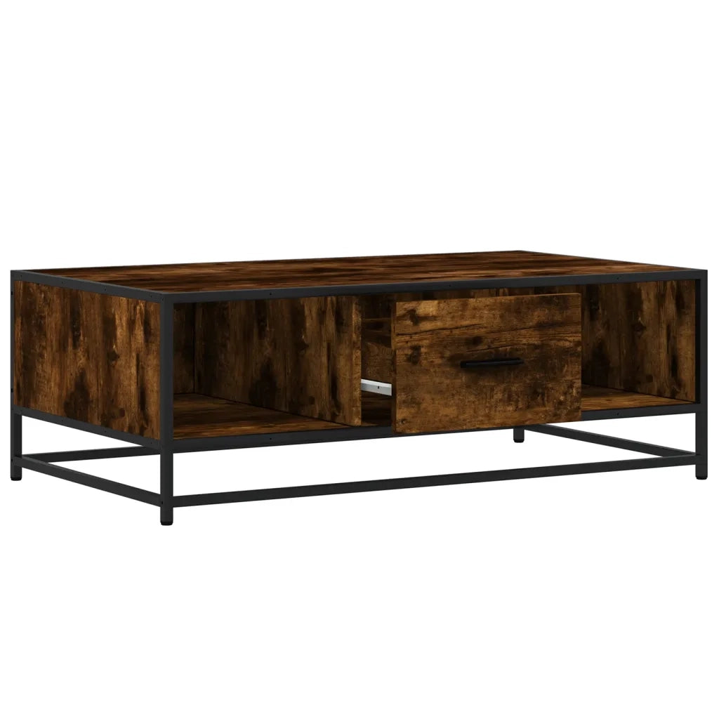 Tavolino-Tavolino da soggiorno-Tavolo Rovere Fumo 100x57x35cm in Legno Multistrato e Metallo