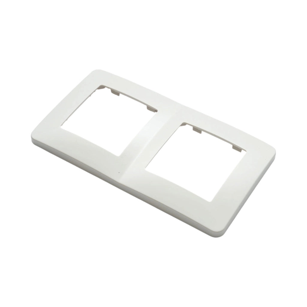 Cornice doppia bianca in PC per presa e interruttore 150x83 mm