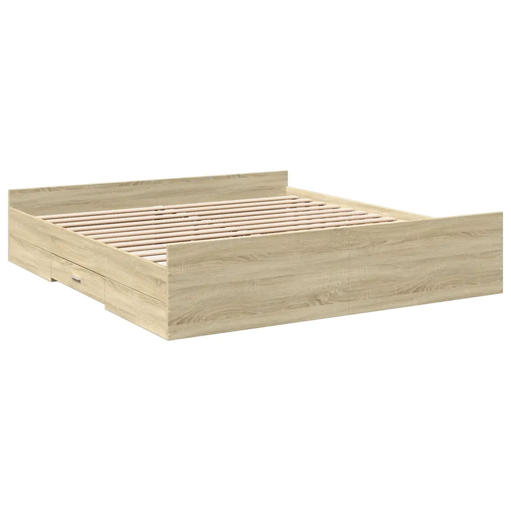 Giroletto Cassetti Rovere Sonoma 180x200 cm Legno Multistrato 3280274