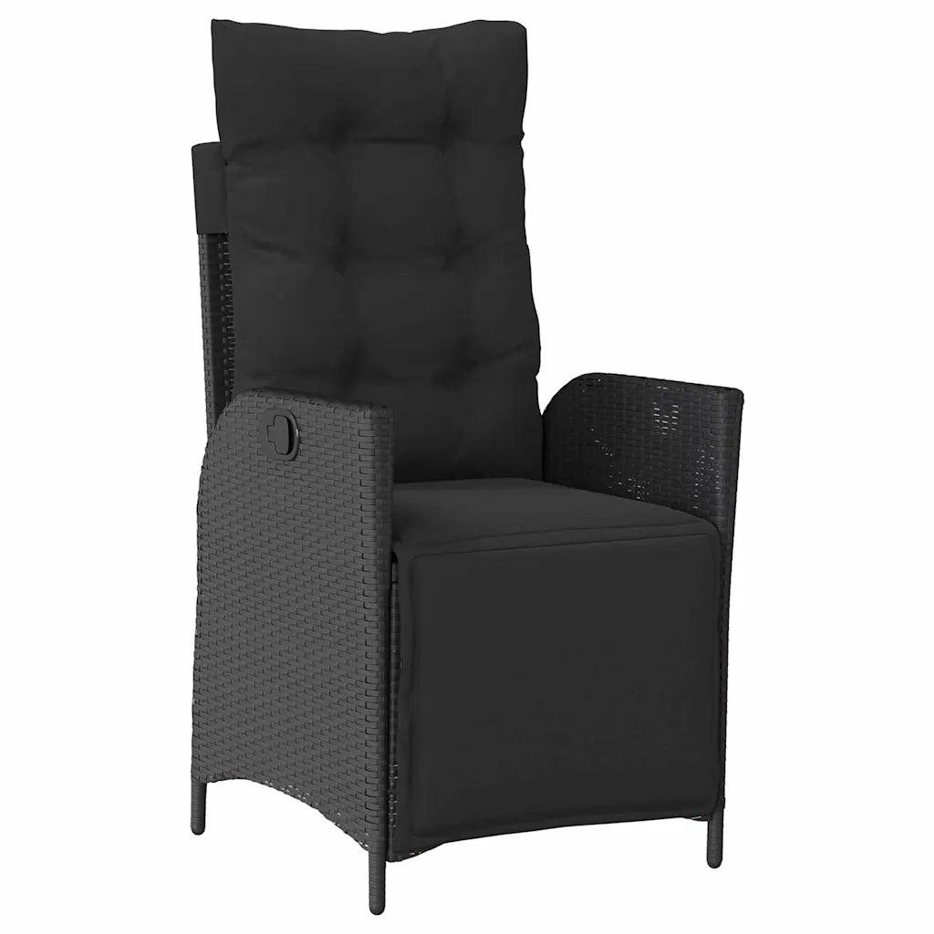 Set da Pranzo per Giardino con cuscino 5 pcs Nero polyrattan