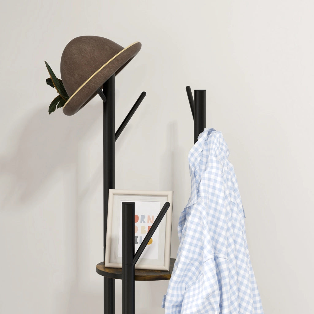 Appendiabiti con Mensole e Ganci ¨C Minimal ¨C Marrone 30x175cm