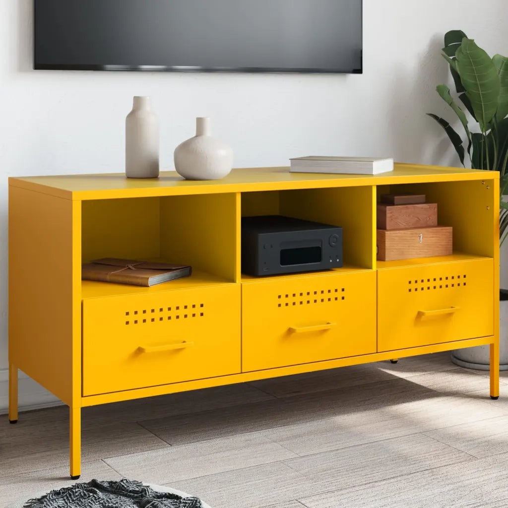 Mobile TV | Armadietto TV | Mobile Porta TV Giallo Senape 100,5x39x50,5 cm in Acciaio