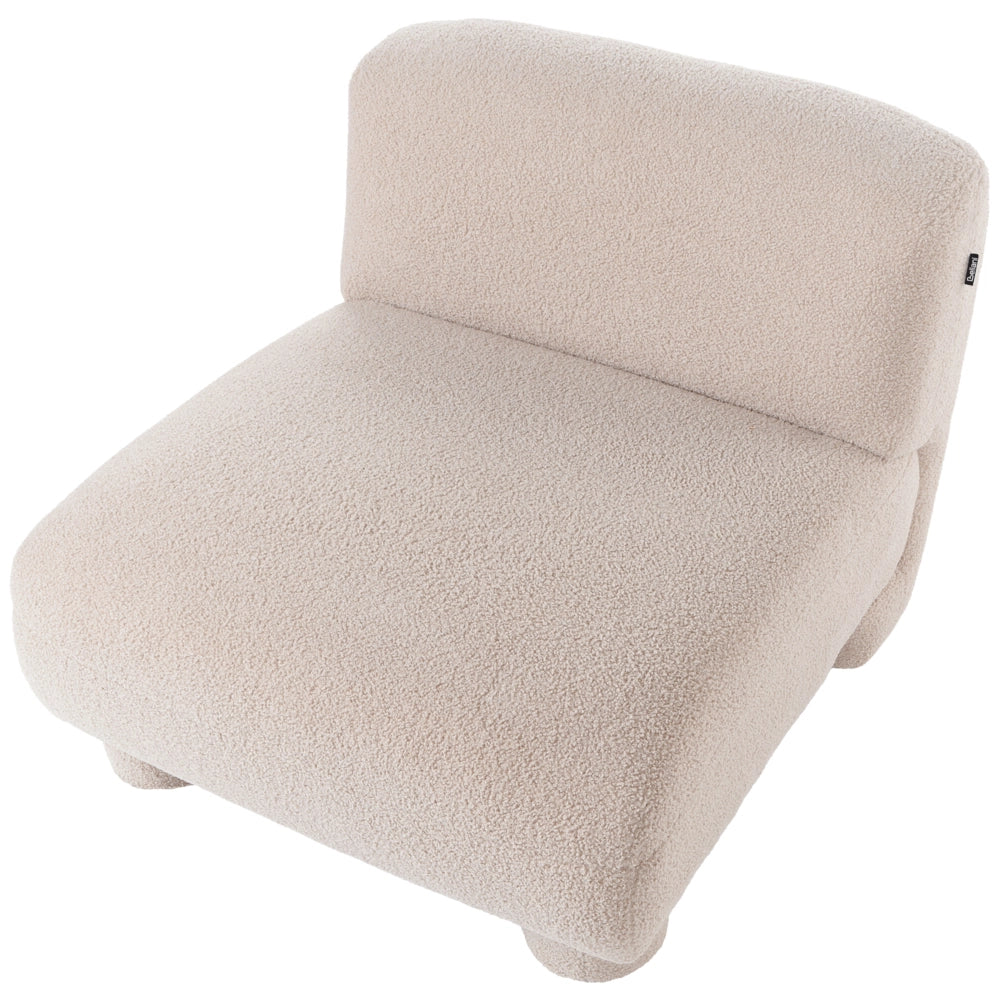 Poltrona modulare Bouclé a 1 posto, profilo ribassato senza braccioli colore beige