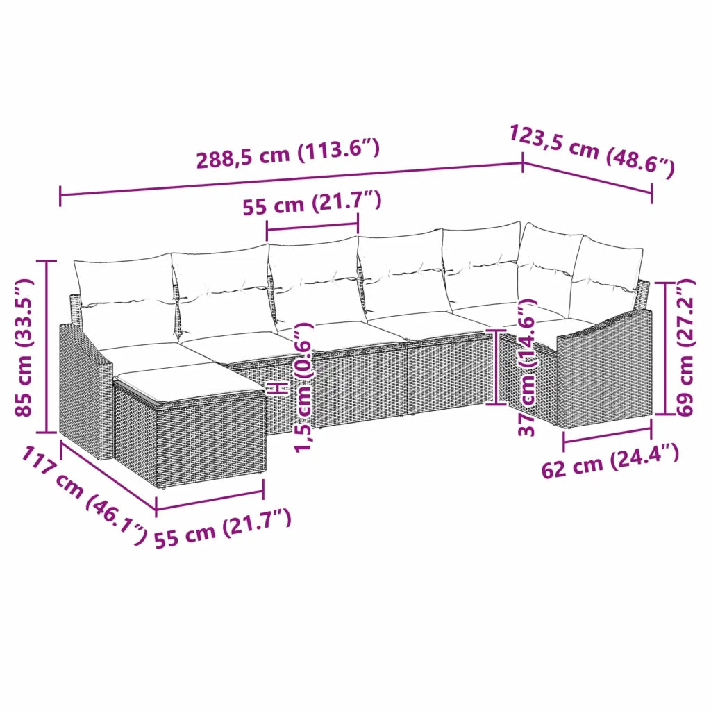 Set di divani 7 pz Marrone polyrattan 3346814