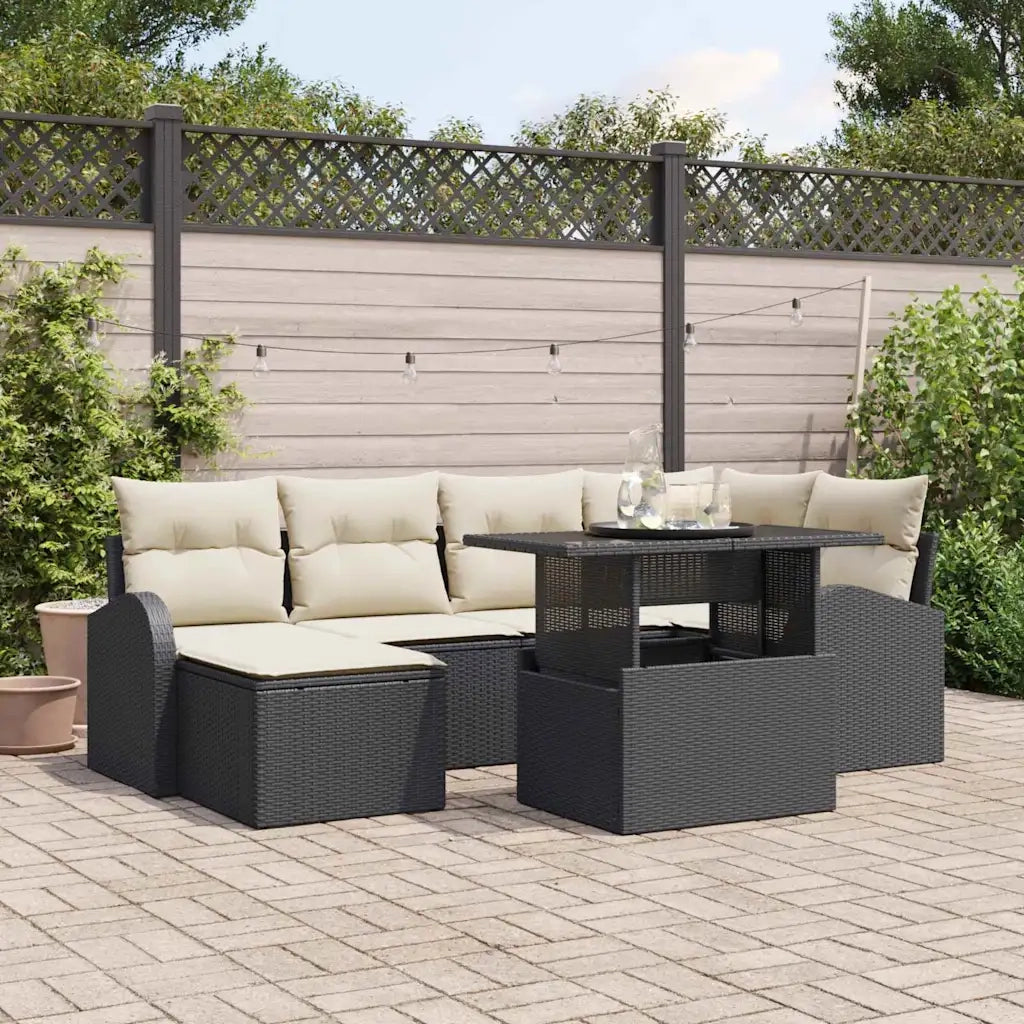 Set Divano da Giardino con archiviazione 7 pcs Nero Poly Rattan 3357410
