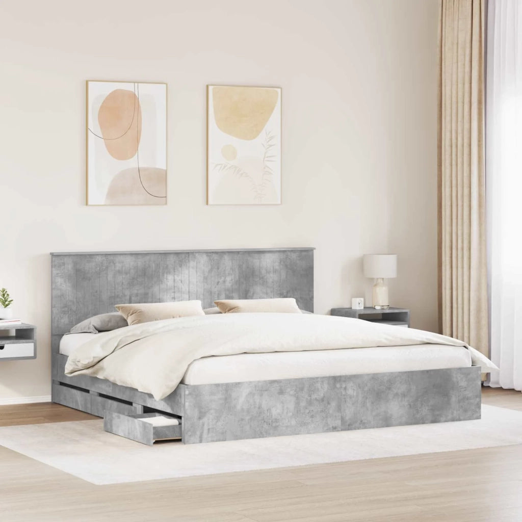 Struttura del letto con cassetto Grigio cemento 200 x 200 cm 3411085