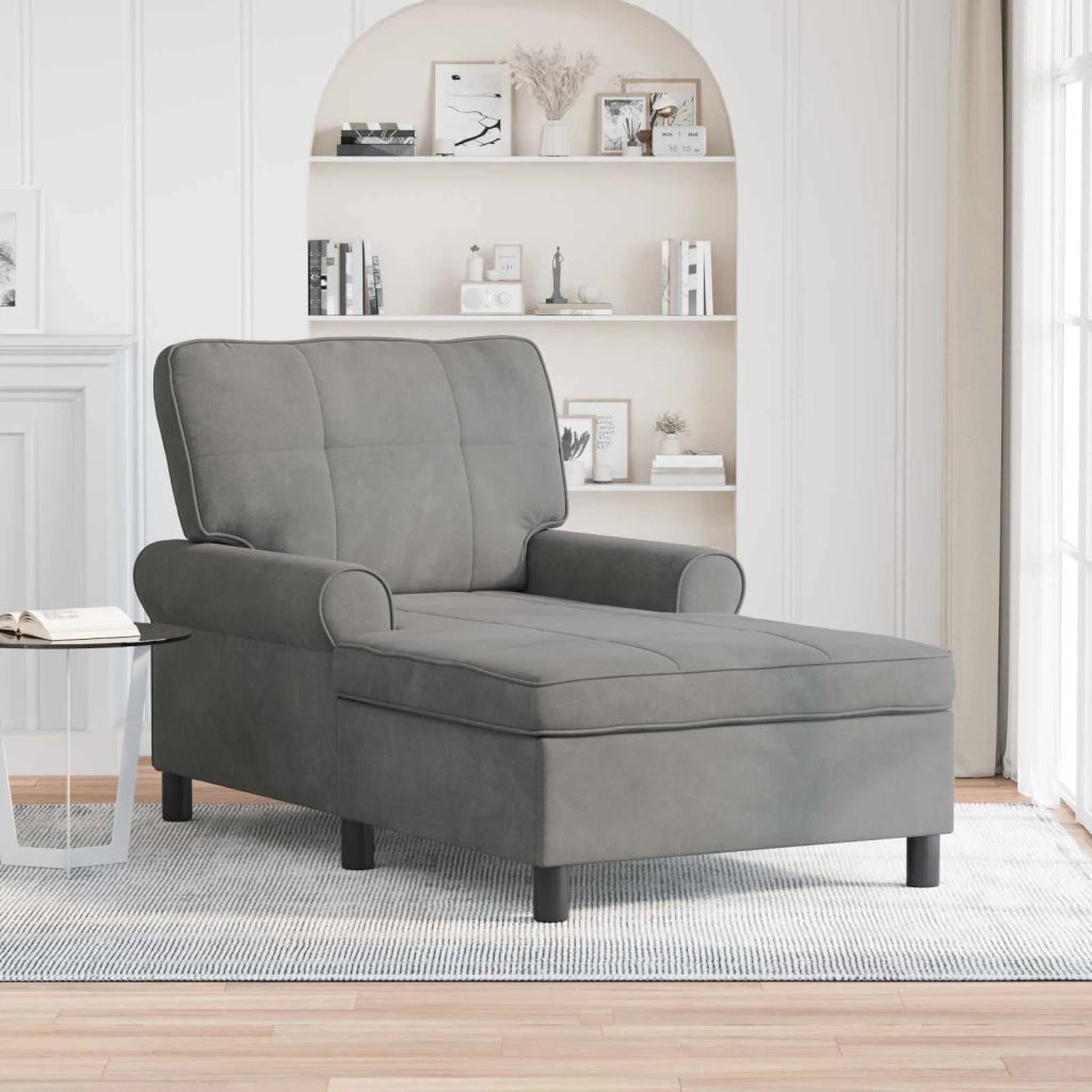Chaise Lounge con cuscino Grigio scuro 91 x 157 x 91 cm Velluto