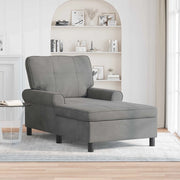 Chaise Lounge con cuscino Grigio scuro 91 x 157 x 91 cm Velluto