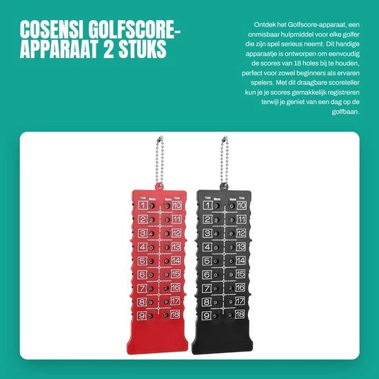 Apparecchio di misurazione del punteggio da golf 2 pezzi - Contatore di punteggio da golf portatile - Registrazione del punteggio per 18 buche - Forma compatta e leggera - Interfaccia di facile utilizzo - Progetto duraturo - Contatore di punteggio da golf