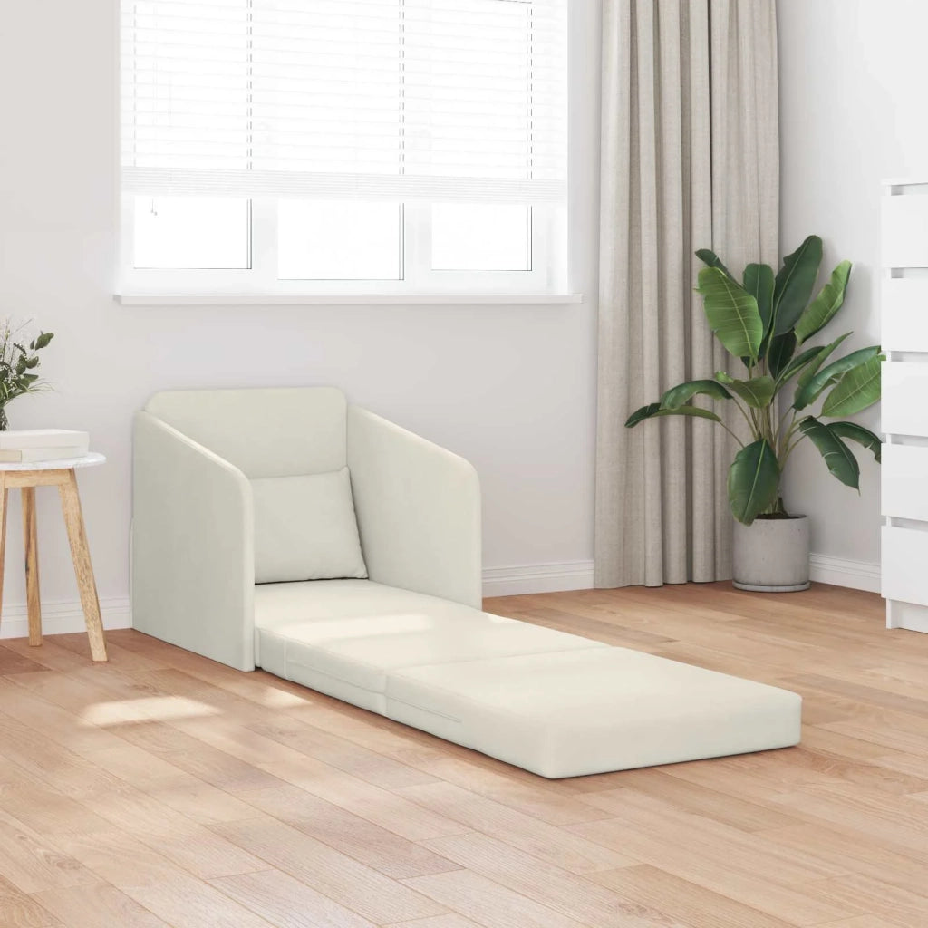 Divano letto | Sof¨¤ letto | Letto singolo Crema 65 x 80 x 83 cm Velluto