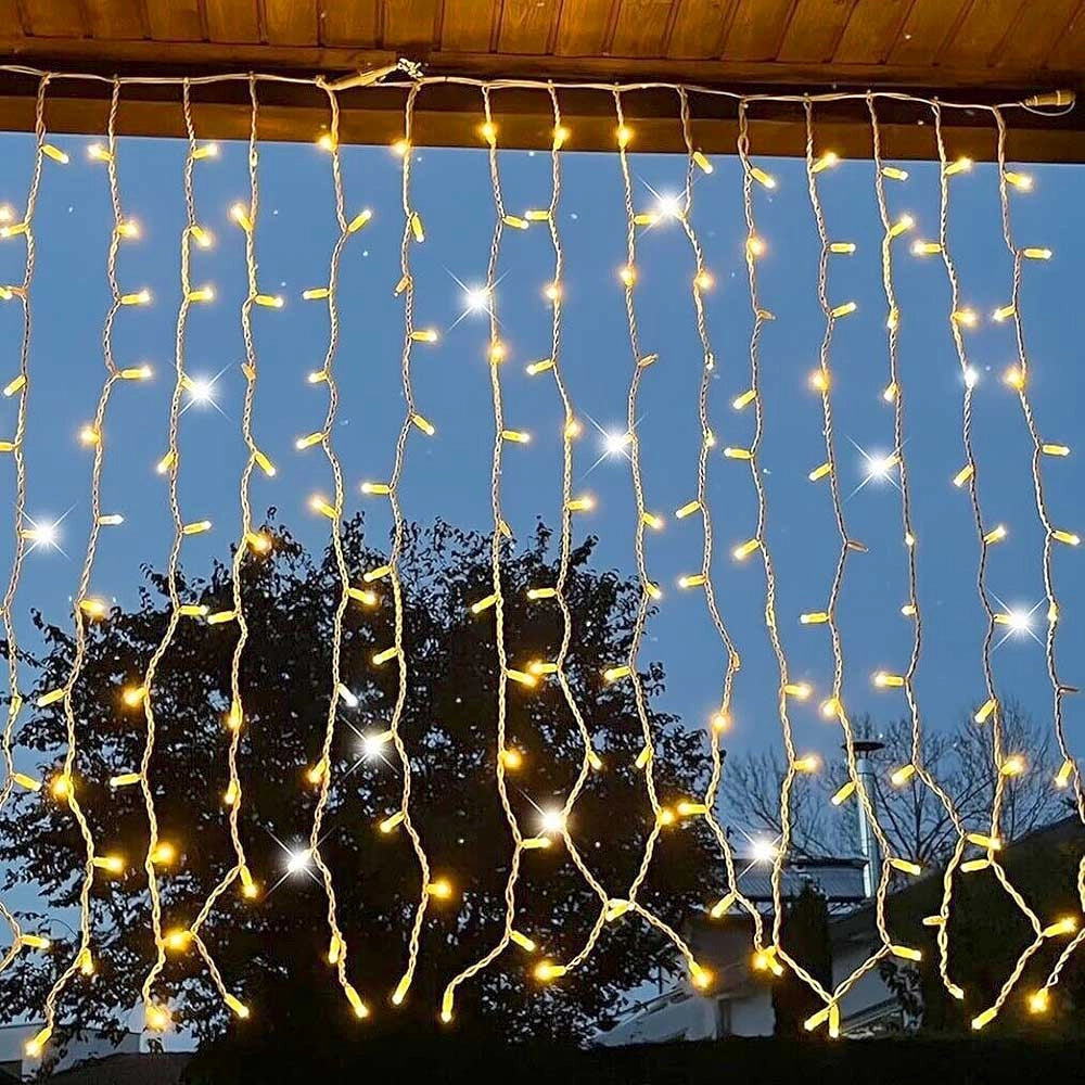 Tenda Luminosa 6x0,8m 240 LED Natale Luce Calda e Flash Bianco Freddo Prolungabile max 2 unità