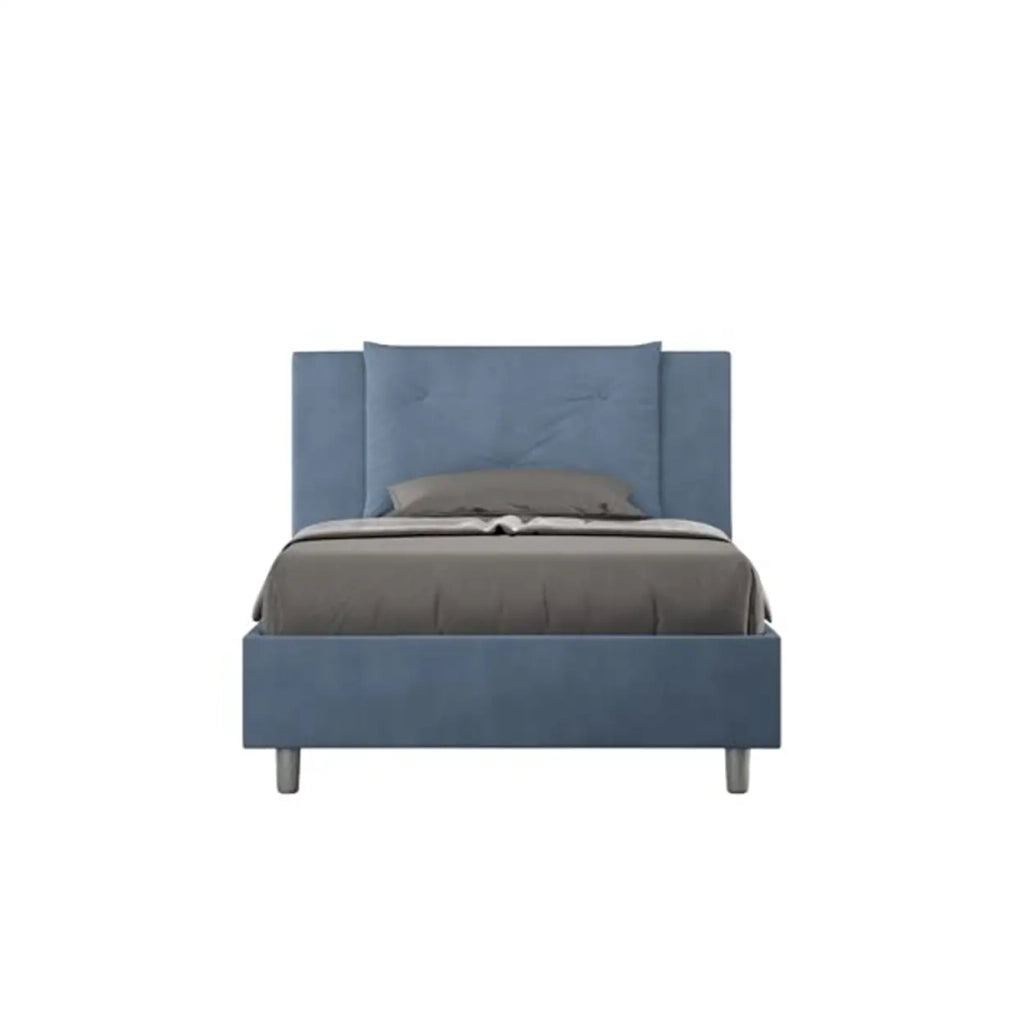 Letto una piazza e mezza senza rete imbottito 120x190 microfibra blu Appia