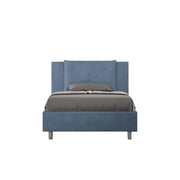 Letto una piazza e mezza senza rete imbottito 120x190 microfibra blu Appia