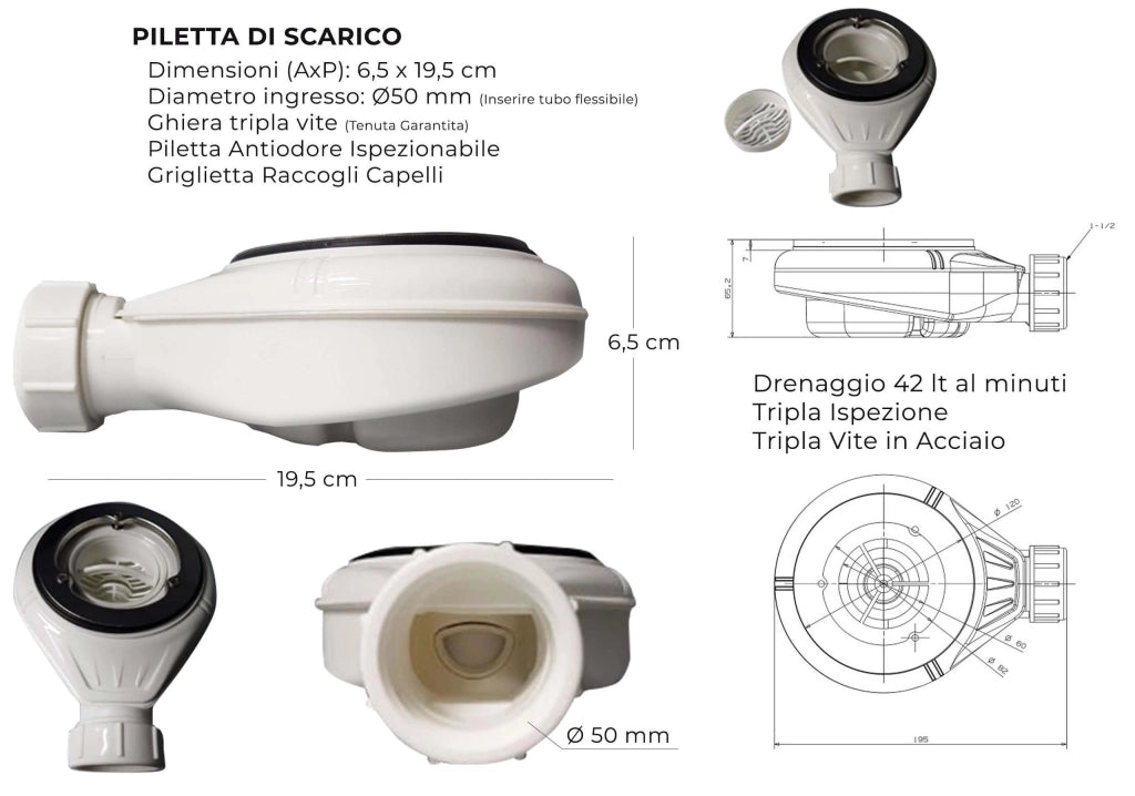 Piatto Doccia in Pietra 90x170 cm Bonussi Canton Moka