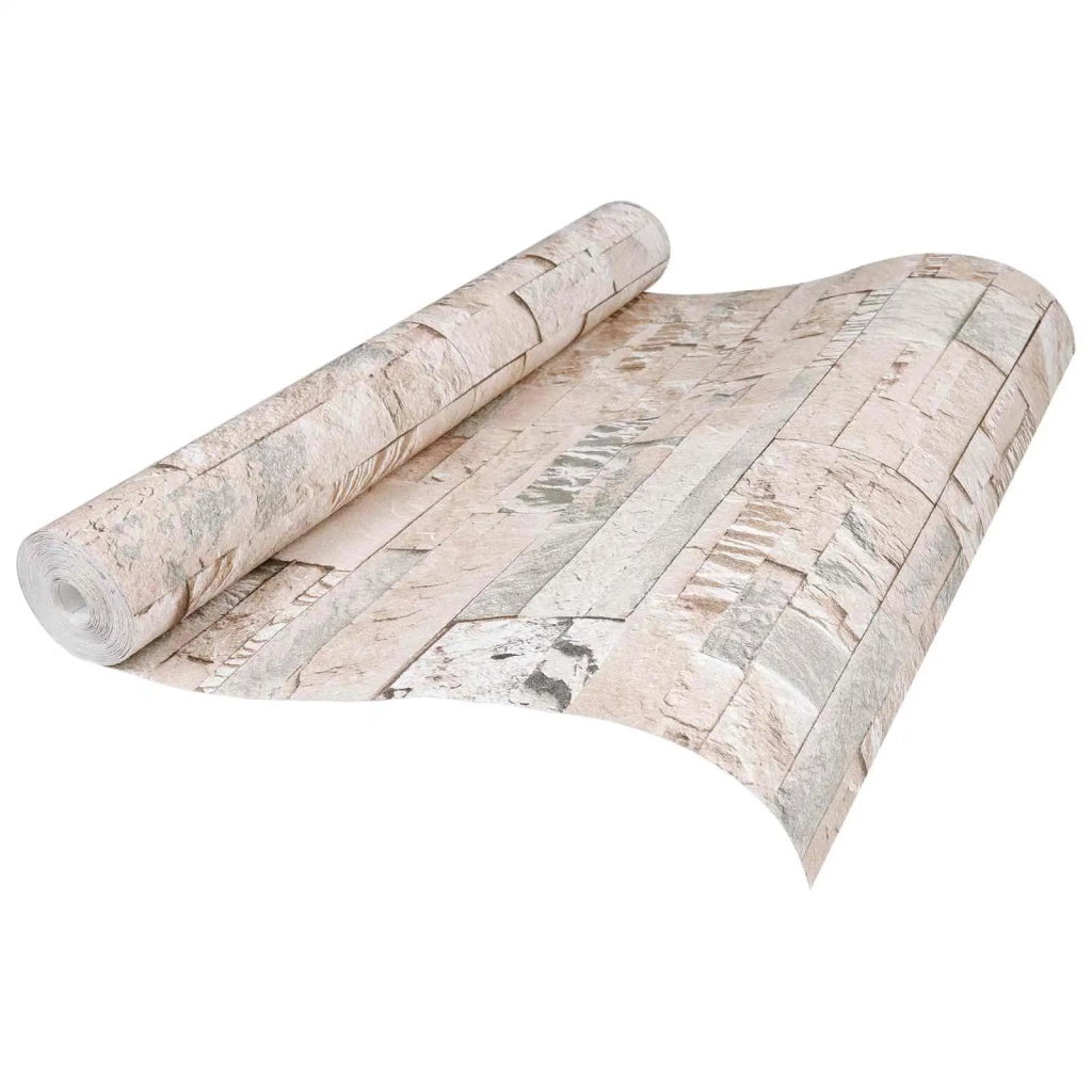 Carta da Parati 3D Pietra Beige 10 x 0,53 m Tessuto Non Tessuto CFW6354108