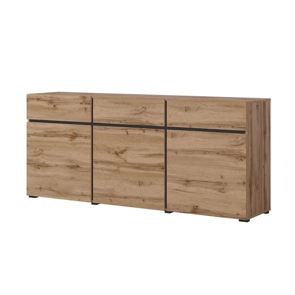 Set di mobili da soggiorno HAVANA - Credenza alta, mobile TV, credenza bassa - Design moderno in rovere e nero