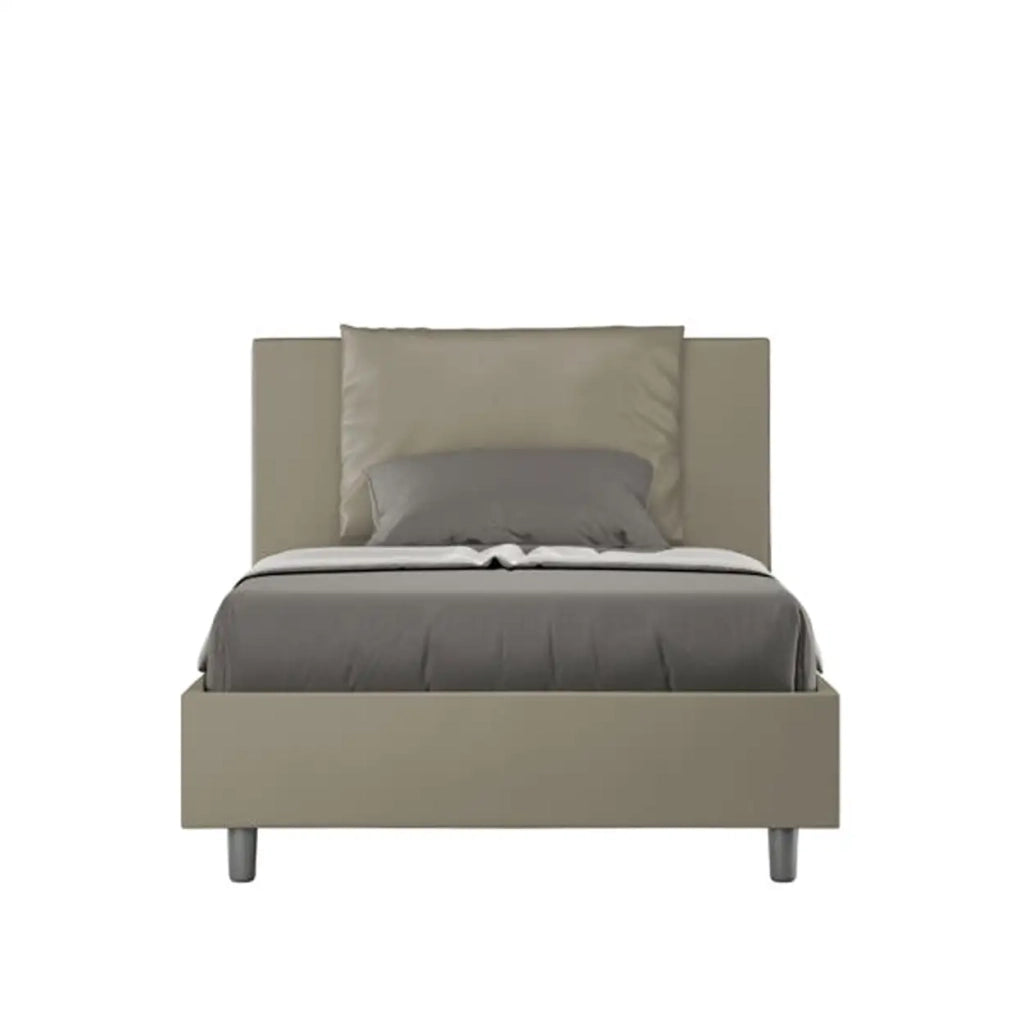 Letto una piazza e mezza contenitore imbottito 120x200 similpelle cappuccino Antea