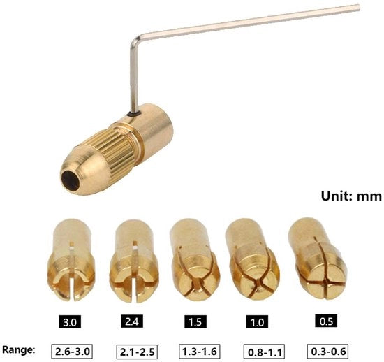 Set di trapani 7 pezzi - accessori per trapani mini - chiusure a vite a microscopio - colletto di rame da 4,05 mm - compatibile con trapani elettrici