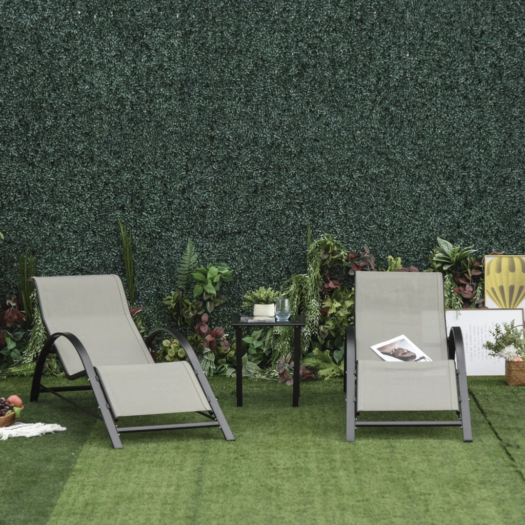 Set 2 Lettini Sole e Tavolino ¨C Zephmum ¨C Grigio e Nero