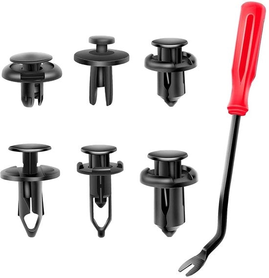 Batterie di Clip per Parafanghi 120 pezzi - Viti per Auto - Strumento di Rimozione - Nylon di Alta Qualità - Resistente ai Sforzi - Ampia Applicazione