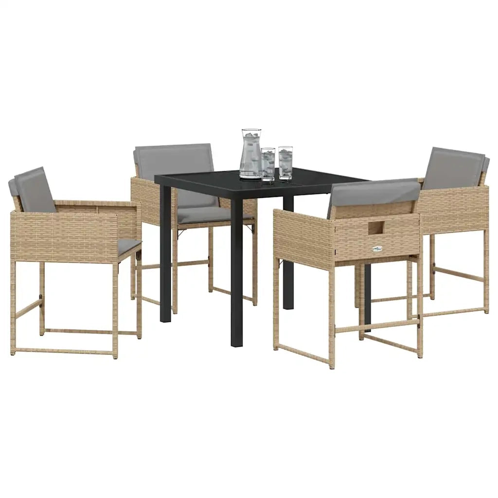 Set da Pranzo per Giardino 5 pcs Beige polyrattan