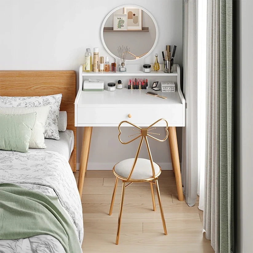 Tavolo da Trucco Bianco 70x40x85 cm Salvaspazio e Funzionale