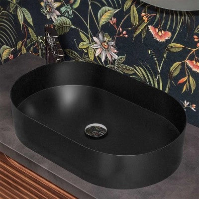 Lavabo da appoggio ovale 58x38 cm in acciaio inox nero opaco  Goya